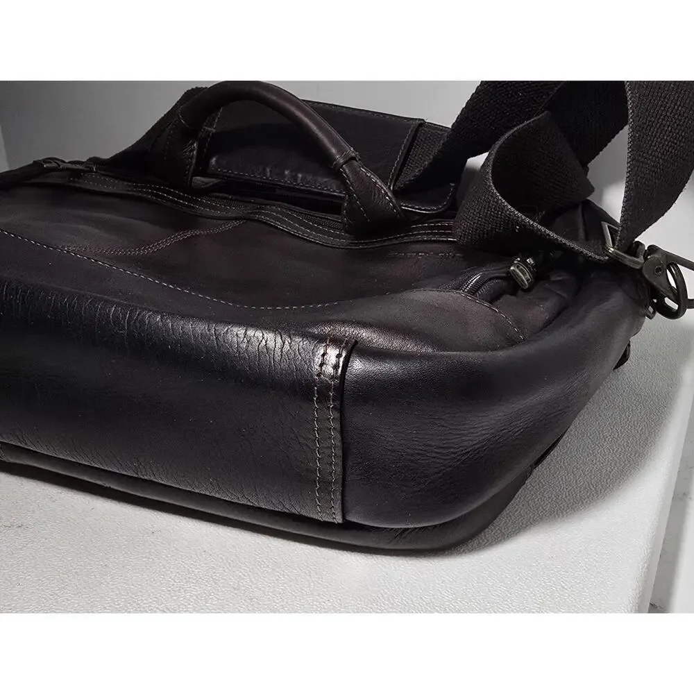 Samsonite Brown/Black Leather Laptop Business Case Briefcase Case Bag